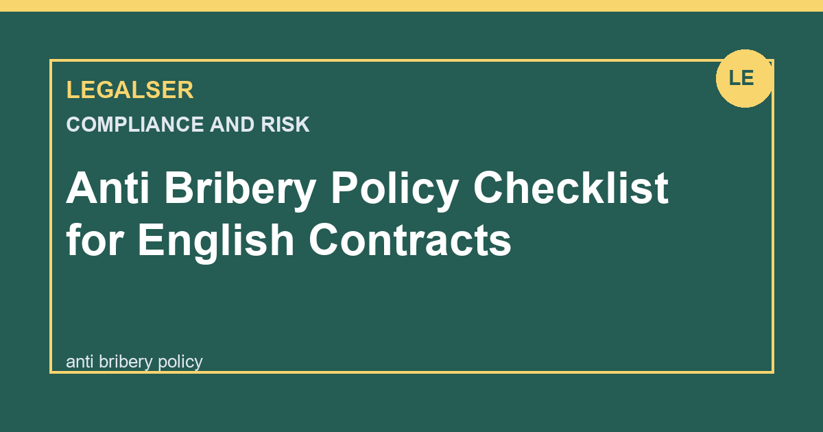 Anti Bribery Policy Checklist for English Contracts legal English thumbnail