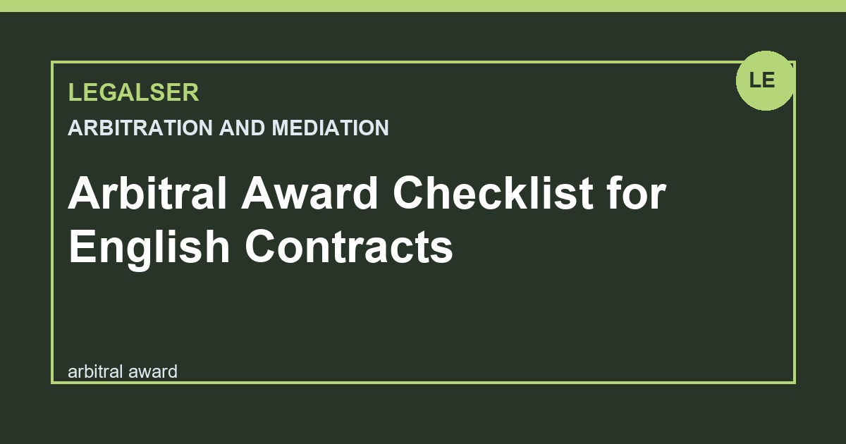 Arbitral Award Checklist for English Contracts legal English thumbnail