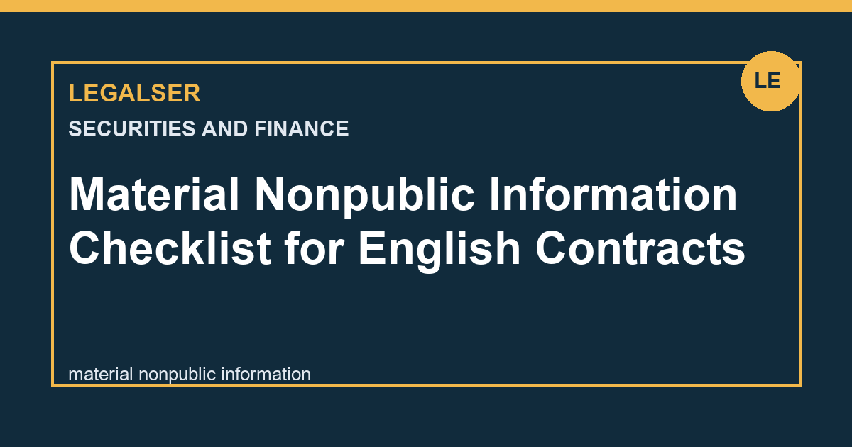 Material Nonpublic Information Checklist for English Contracts legal English thumbnail