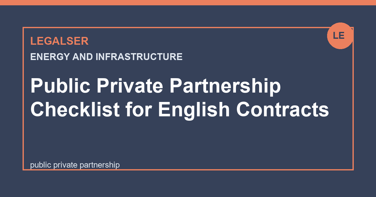 Public Private Partnership Checklist for English Contracts legal English thumbnail