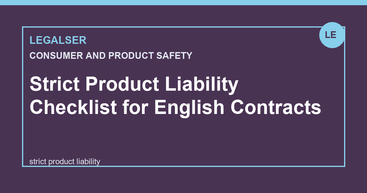 Strict Product Liability Checklist for English Contracts legal English thumbnail